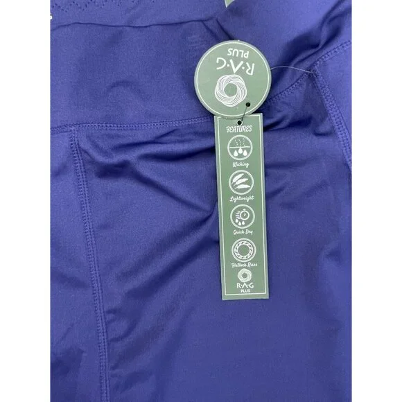 RAG Plus Navy Blue Womens High Waist 9" Inseam Shorts Stretch Zip Pockets 3X - Picture 2 of 11